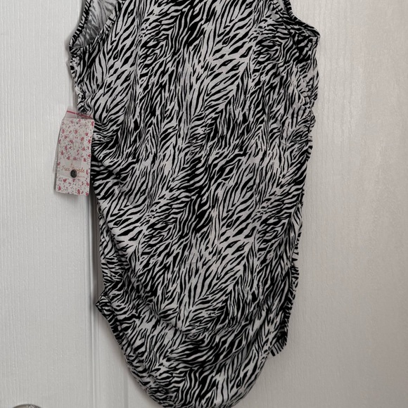 NWT FREE PEOPLE TANK. ZEBRA PRINT BUTTONED & COLLARED TOP. RACERBACK. ROUCHED - Picture 14 of 16